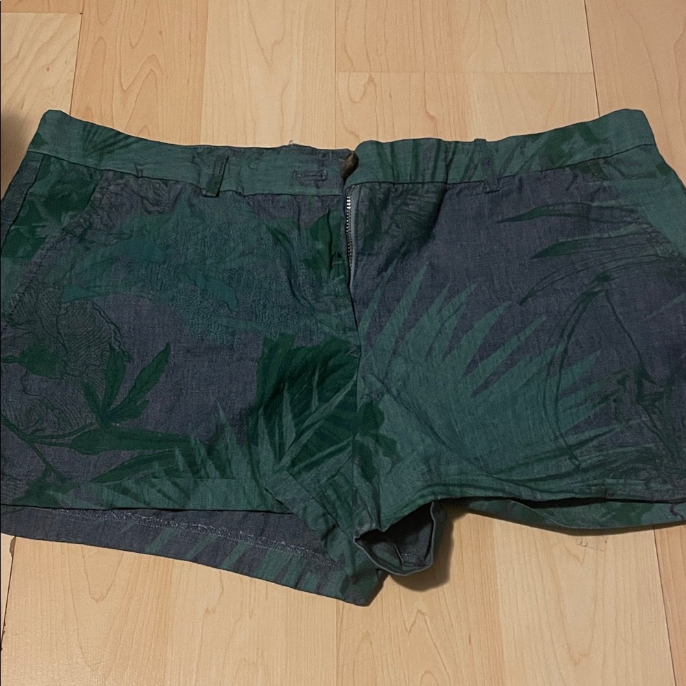 GAP Dark Green Palm-Print Bermuda Shorts